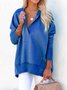 Women Plain Hoodie Split Joint Vintage Spring/Fall Long Sleeve Sweatshirt