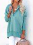 Women Plain Hoodie Split Joint Vintage Spring/Fall Long Sleeve Sweatshirt