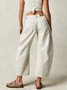 Buckle Cotton Loose Casual Women's Loose Wide Leg Pants Mid-low Rise Washed Scimitar Pants Jeans