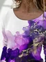 Women Abstract Long Sleeve Tee T-shirt Crew Neck Printing Casual Spring/Fall Graphic Tee Top