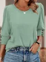 Women Geometric Long Sleeve Tee T-shirt V Neck Printing Vintage Spring/Fall Top