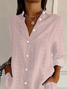 Women Abstract Long Sleeve Shirt Spring/Fall Buckle Shirt Collar Regular Sleeve Daily Casual Top