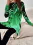 Women Abstract Printing Two-Piece Set Daily Long Sleeve Casual Spring/Fall Top With Pants Matching Set
