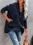 Women Plain Hoodie Split Joint Vintage Spring/Fall Long Sleeve Sweatshirt