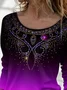 Women Ombre Long Sleeve Tee T-shirt Crew Neck Printing Casual Spring/Fall Graphic Tee Top