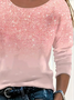 Women Abstract Long Sleeve Tee T-shirt Crew Neck Printing Casual Spring/Fall Graphic Tee Top
