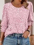 Women Geometric Long Sleeve Tee T-shirt V Neck Printing Vintage Spring/Fall Top
