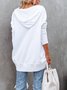 Women Plain Hoodie Split Joint Vintage Spring/Fall Long Sleeve Sweatshirt