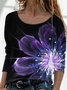 Women Abstract Long Sleeve Tee T-shirt Crew Neck Printing Casual Spring/Fall Graphic Tee Top