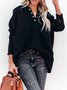 Women Plain Hoodie Split Joint Vintage Spring/Fall Long Sleeve Sweatshirt
