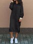Women Plain Long Sleeve Spring/Fall Split Joint Dress Hooded Daily Vintage Maxi Hoodie Dress A-Line Dress