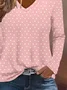 Women Polka Dots Long Sleeve Tee T-shirt V Neck Printing Casual Spring/Fall Graphic Tee Top