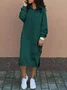 Women Plain Long Sleeve Spring/Fall Split Joint Dress Hooded Daily Vintage Maxi Hoodie Dress A-Line Dress