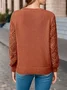 Women Plain Jacquard Winter Casual Long Sleeve V Neck Wool Sweater