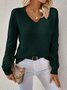 Women Plain Jacquard Winter Casual Long Sleeve V Neck Wool Sweater
