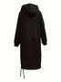 Women Plain Long Sleeve Spring/Fall Split Joint Dress Hooded Daily Vintage Maxi Hoodie Dress A-Line Dress
