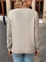 Women Plain Jacquard Winter Casual Long Sleeve V Neck Wool Sweater