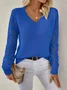 Women Plain Jacquard Winter Casual Long Sleeve V Neck Wool Sweater