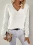 Women Plain Jacquard Winter Casual Long Sleeve V Neck Wool Sweater
