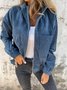 Women Spring/Fall Outerwear Vintage Split Joint Plain Long Sleeve Stand Collar Jacket
