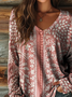 Women Floral Long Sleeve Tee T-shirt V Neck Printing Casual Spring/Fall Graphic Tee Top