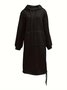 Women Plain Long Sleeve Spring/Fall Split Joint Dress Hooded Daily Vintage Maxi Hoodie Dress A-Line Dress