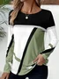 Women Abstract Long Sleeve Tee T-shirt Crew Neck Printing Casual Spring/Fall Graphic Tee Top