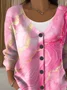 Women Abstract Casual Spring/Fall Printing Cardigan