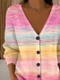Women Abstract Casual Spring/Fall Printing Cardigan