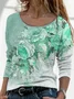 Women Floral Long Sleeve Tee T-shirt Crew Neck Printing Casual Spring/Fall Graphic Tee Top