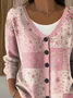 Women Floral Casual Spring/Fall Printing Cardigan