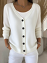 Women Plain Casual Spring/Fall Cardigan