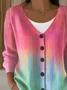 Women Abstract Casual Spring/Fall Printing Cardigan