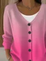 Women Ombre Casual Spring/Fall Printing Cardigan