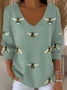 Women Animal Spring/Fall Casual Long Sleeve V Neck Cotton Sweater