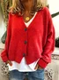Women Plain Casual Spring/Fall Cardigan