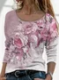 Women Floral Long Sleeve Tee T-shirt Crew Neck Printing Casual Spring/Fall Graphic Tee Top