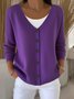 Women Plain Casual Spring/Fall Cardigan