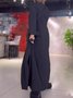 Women Plain Long Sleeve Spring/Fall Split Joint Dress V Neck Daily Vintage Maxi Shirt Dress A-Line Dress