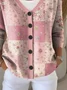 Women Floral Casual Spring/Fall Printing Cardigan