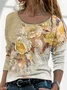 Women Floral Long Sleeve Tee T-shirt Crew Neck Printing Casual Spring/Fall Graphic Tee Top