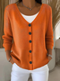 Women Plain Casual Spring/Fall Cardigan