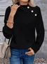 Women Geometric Turtleneck Jacquard Vintage Spring/Fall Long Sleeve Sweatshirt
