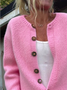 Women Plain Casual Spring/Fall Printing Cardigan