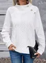 Women Geometric Turtleneck Jacquard Vintage Spring/Fall Long Sleeve Sweatshirt