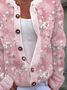 Women Floral Casual Spring/Fall Printing Cardigan