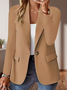 Women Plain Spring/Fall Outerwear Vintage Split Joint Long Sleeve Regular Blazer