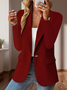 Women Plain Spring/Fall Outerwear Vintage Split Joint Long Sleeve Regular Blazer