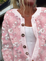 Women Floral Casual Spring/Fall Printing Cardigan
