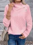 Women Geometric Turtleneck Jacquard Vintage Spring/Fall Long Sleeve Sweatshirt